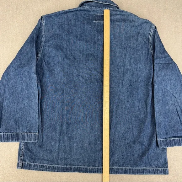 Y2K Polo Jeans Co Ralph Lauren Shacket Jacket Mens L Shirt Denim Pockets Chore - Picture 14 of 15